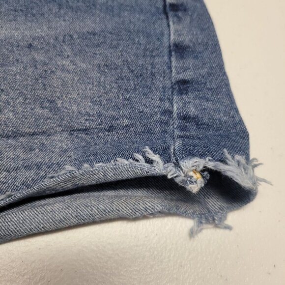 Love Tree High Waisted Demin Shorts Cuttoff Raw Hem Blue Jean Womens Large - Picture 6 of 7